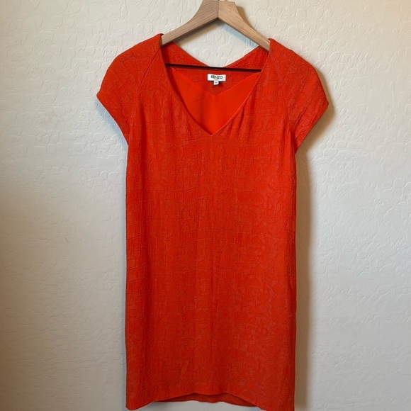 KENZO Paris Orange Jacquard Shift Dress Size 34 = US 2 - Picture 1 of 8